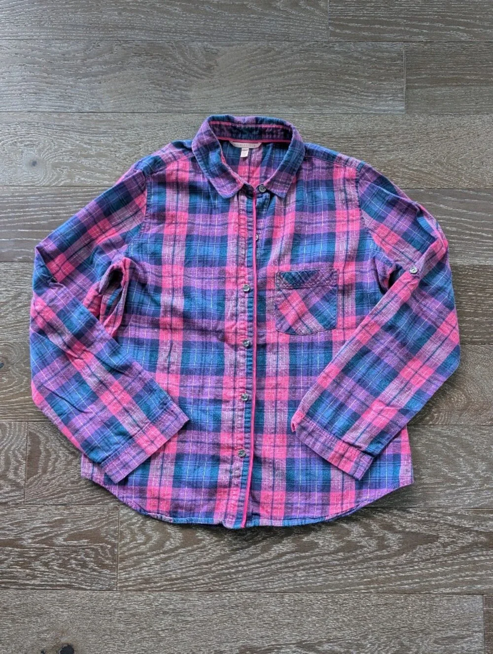 Victoria's Secret Pink & Blue Plaid Pajama Set Size Small